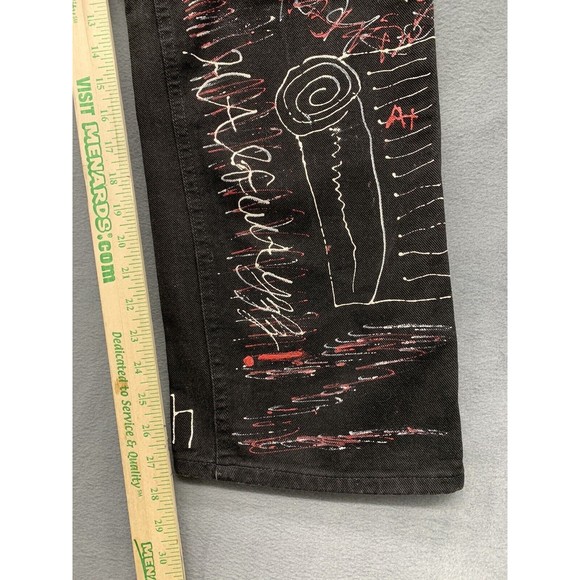 Vtg Lee 1889 Denim Jeans Men's 40 X 30 Black Half Wayzz Calouge Art Tagged Pants - Picture 7 of 16